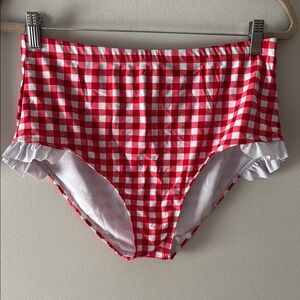 Coral Reef Swim Red Gingham High-Waisted Bikini Bottom size large